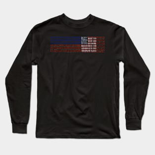 Red & Blue Retro American Flag Long Sleeve T-Shirt